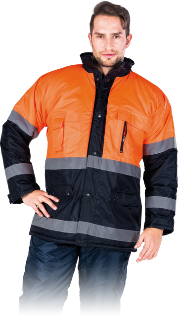 Warnschutzjacke gefüttert mit Reflektoren in orange